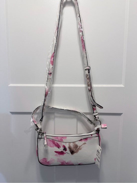 Alfani Handbags - Alfani White Crossbody Purse with Pink Floral Watercolor Print